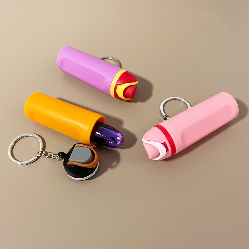 Wholesale Fruit cup keychain bag accessories pendant can hold lipstick jewelry