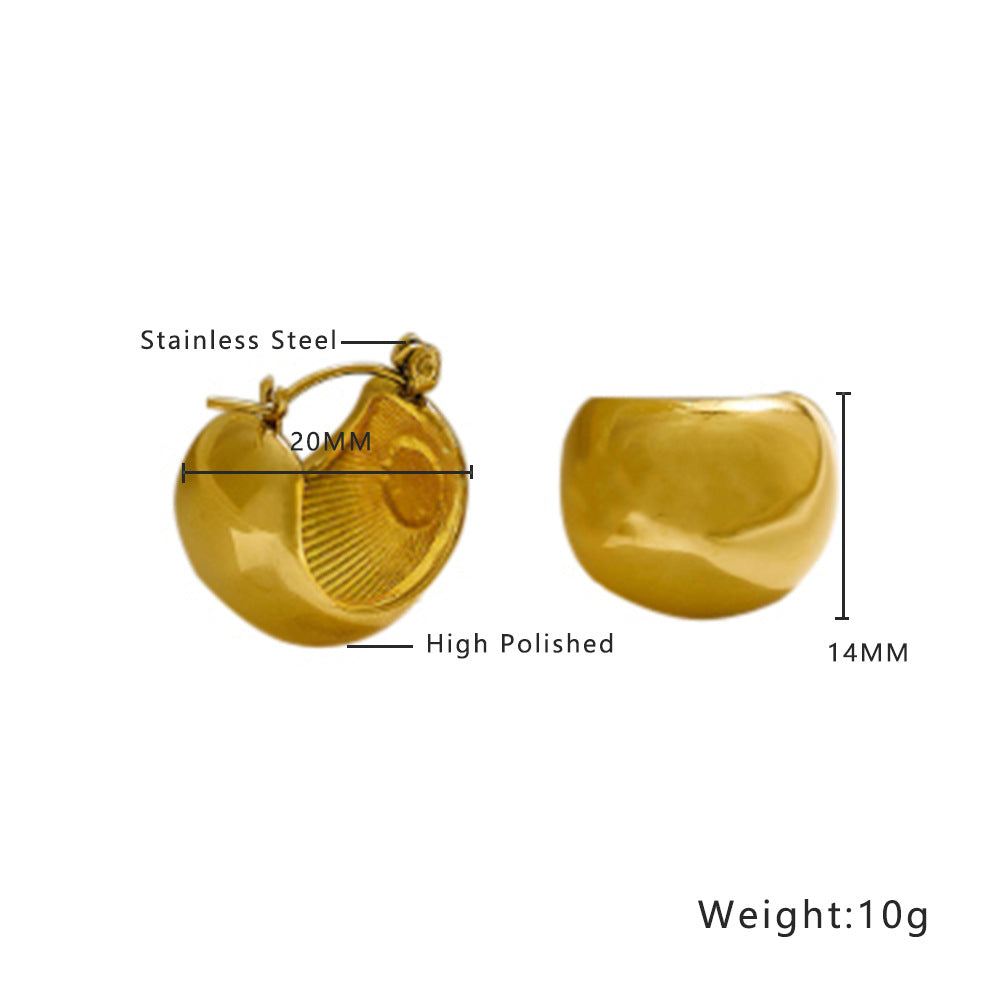 Wholesale Retro Twisted Circle Diamond Braided Wheat Ear C-Shaped Large Arc Gold Earrings