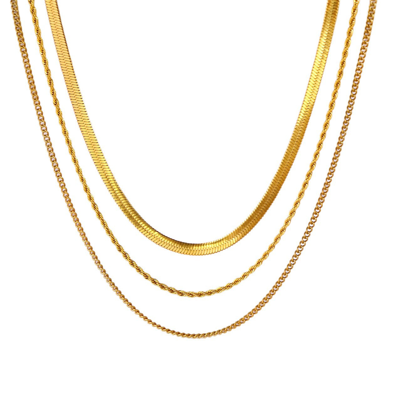 Wholesale Simple Layered Stainless Steel Thick Chain Necklace