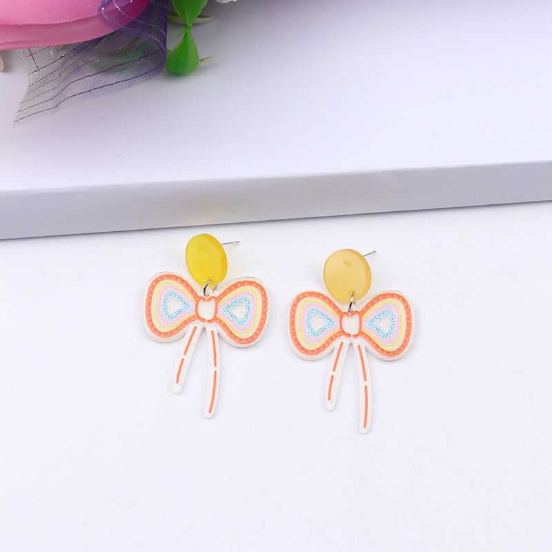 Wholesale Bow Colored Acrylic Earrings