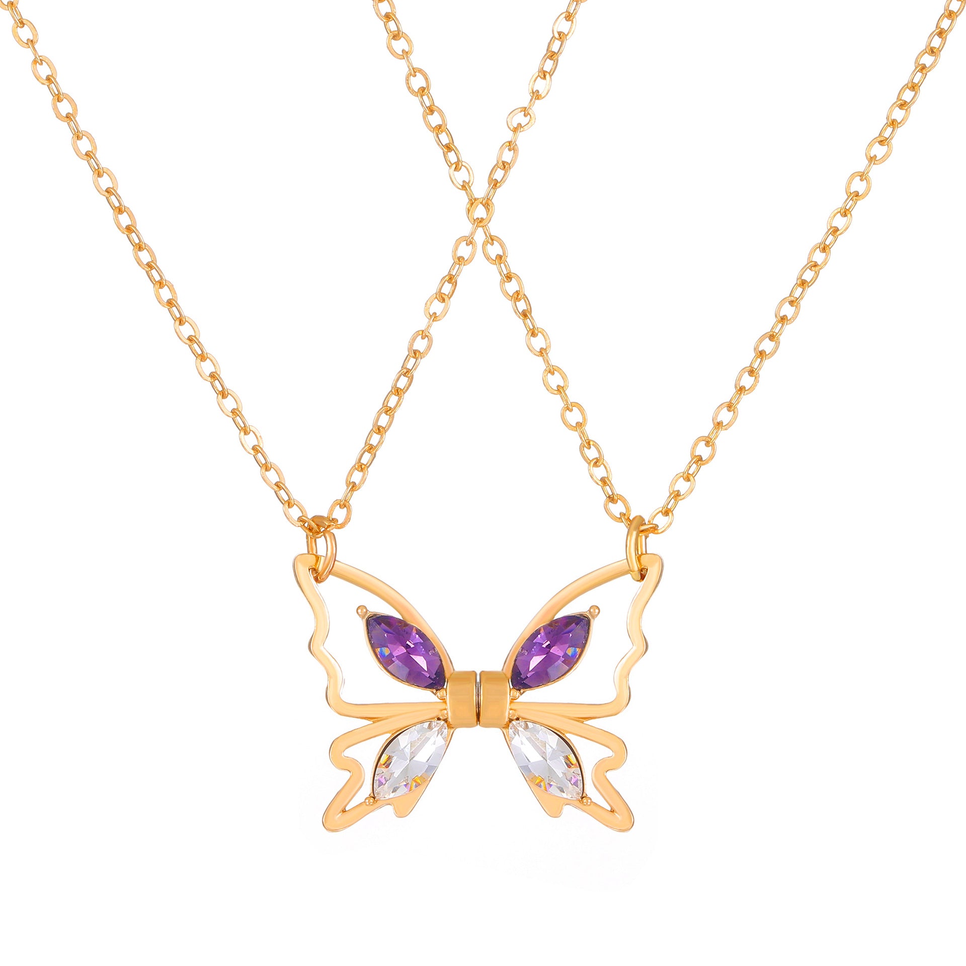 Wholesale Zirconia Butterfly Alloy Creative Magnetic Necklace Clavicle Chain