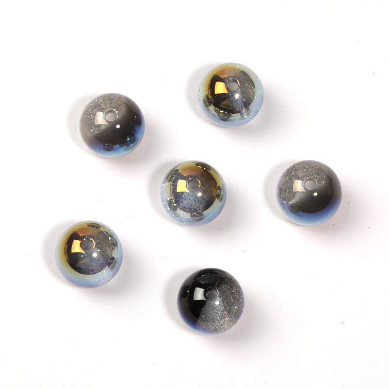 Wholesale 100pcs 20mm two-color starry cat's eye beads UV plated resin round beads diy mobile phone chain keychain beads loose beads