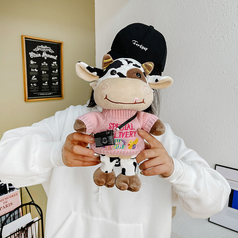 Wholesale Christmas Sweater Plush Cow Doll Crossbody Bag