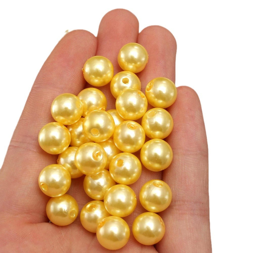 Wholesale 6-30MM Dark Yellow ABS Imitation Pearl Loose Beads