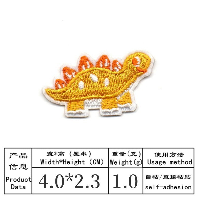 Wholesale Cute Embroidered Iron On Patch Set 9 Cartoon Dinosaur And Animal Badges For Clothing Bags Towels Resale Accessory