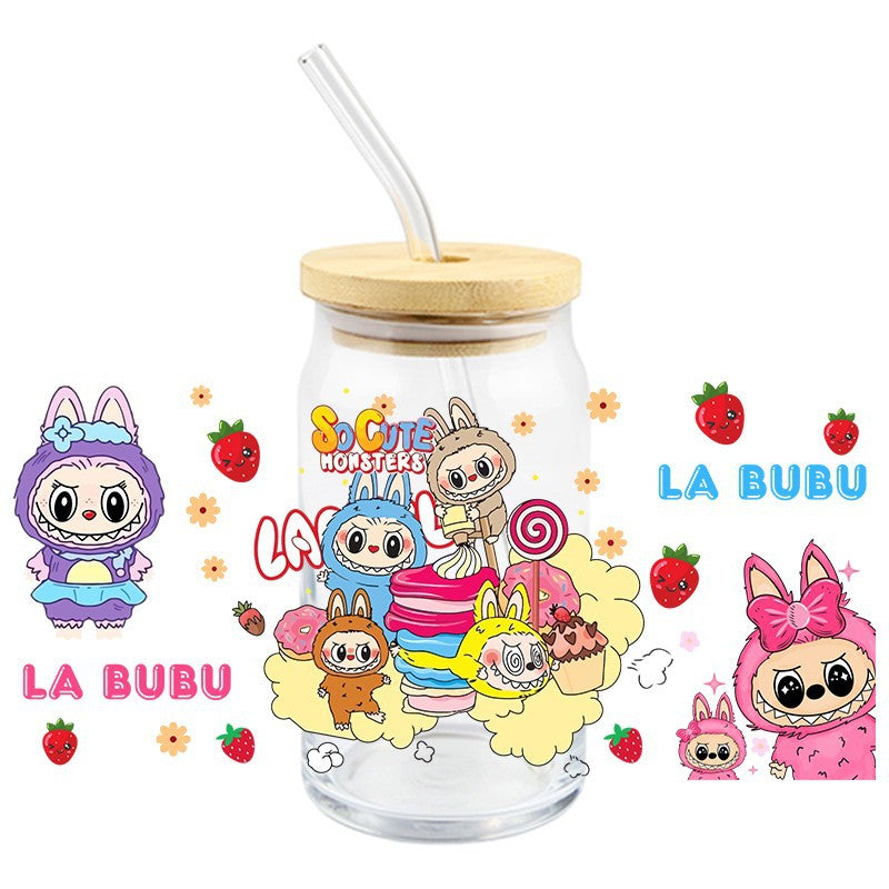 Wholesale 5pcs Colorful cute cartoon 16oz Cup UV DTF Wraps
