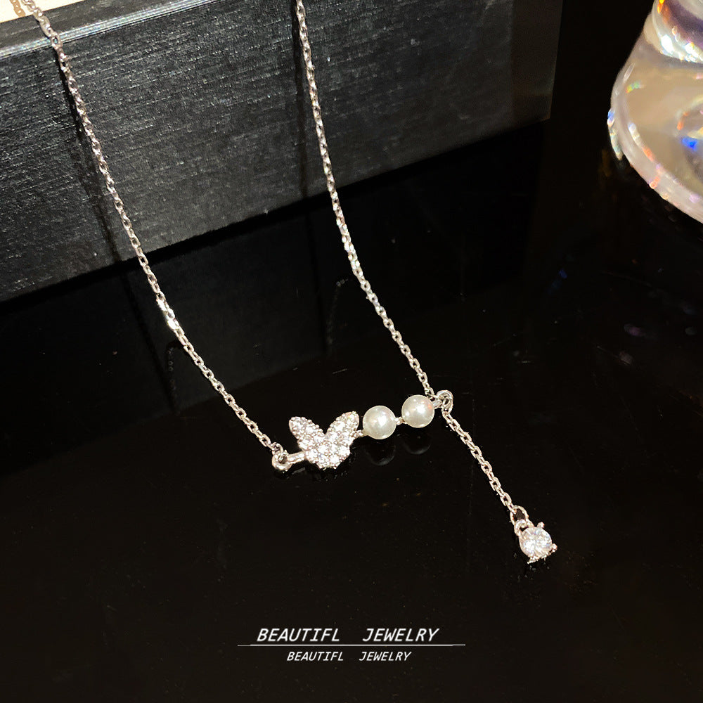 Wholesale Butterfly Pearl Tassel Necklace  Lightweight Luxury