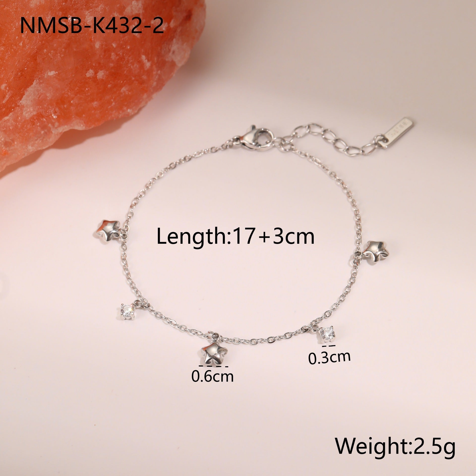 Wholesale Stainless Steel Bracelet Star-Shaped Pendant Exquisite Light Luxury