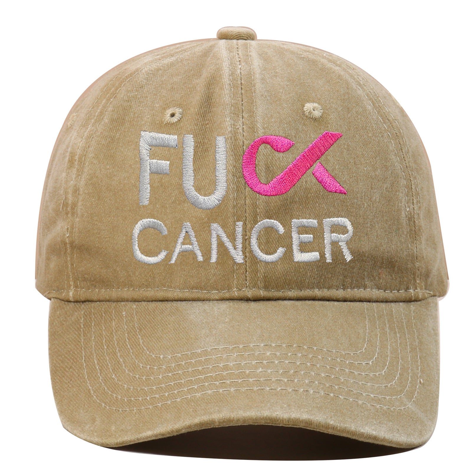 Wholesale Washed Embroidered Breast Cancer Baseball Caps