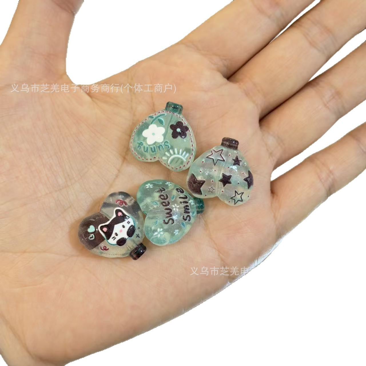 Wholesale 10pcs embossed fine sparkling blue coffee balloon acrylic beads