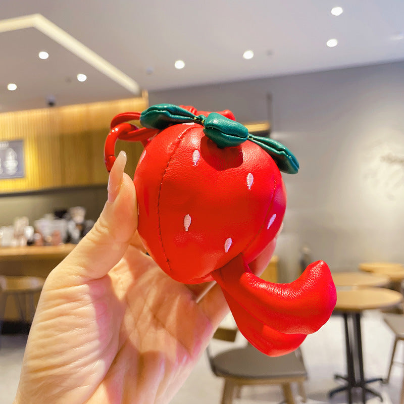 Llavero de fresa de cuero al por mayor