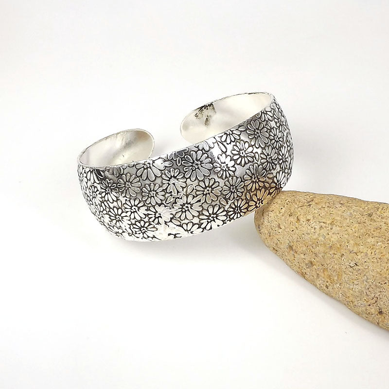 Wholesale Retro Ethnic Style Peony Wide Bracelet