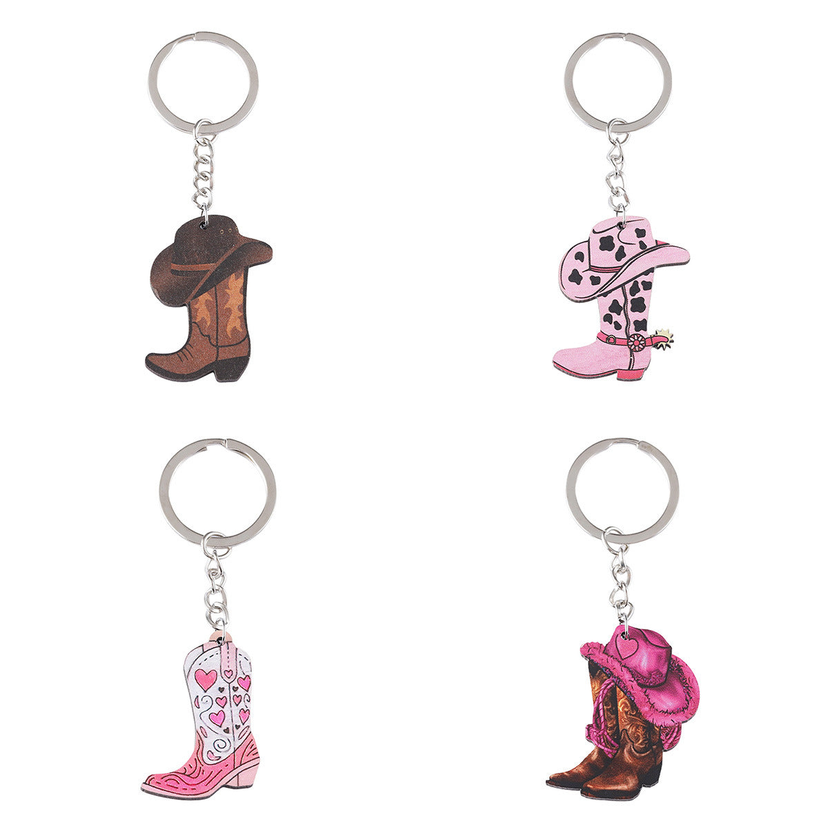 Wholesale Western ethnic style cowboy hat and boot charm keychain