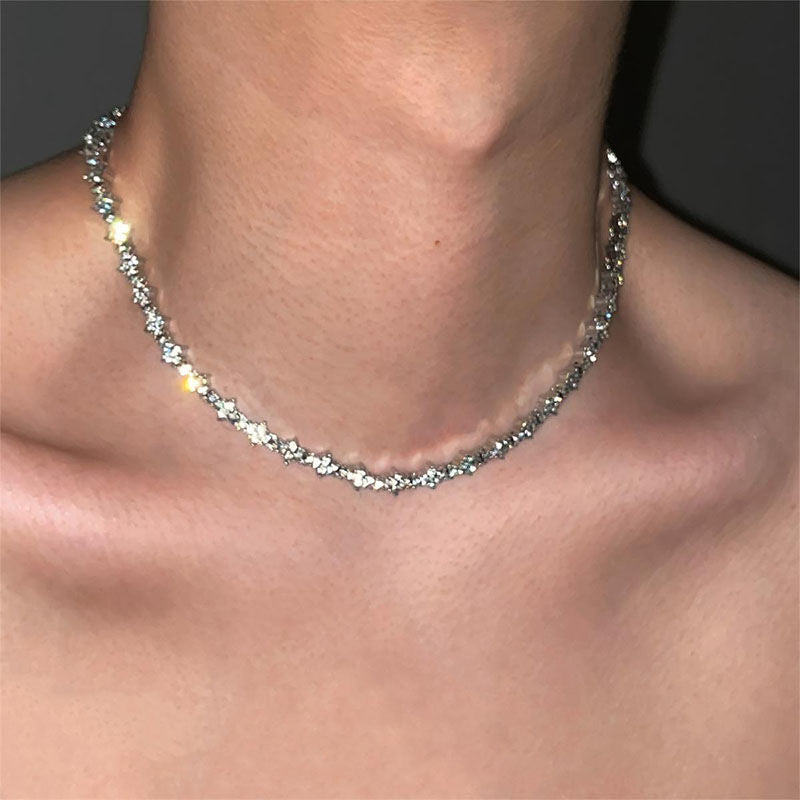 Wholesale n Flower shaped Full Diamond Alloy Collarbone Necklace