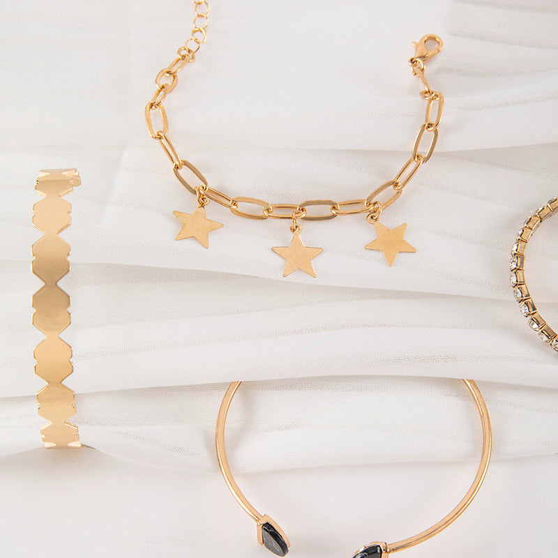 Wholesale Retro Creative Imitation Marble Geometric Open Bracelet Set of Four