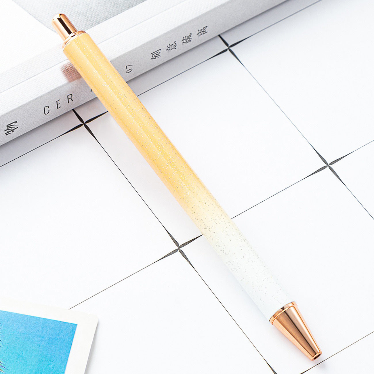 Wholesale Creative Glitter Printable Logo Metal Push Ballpoint Pen