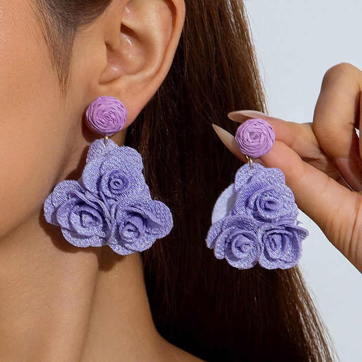Wholesale Fresh and colorful floral Valentine' s Day earrings