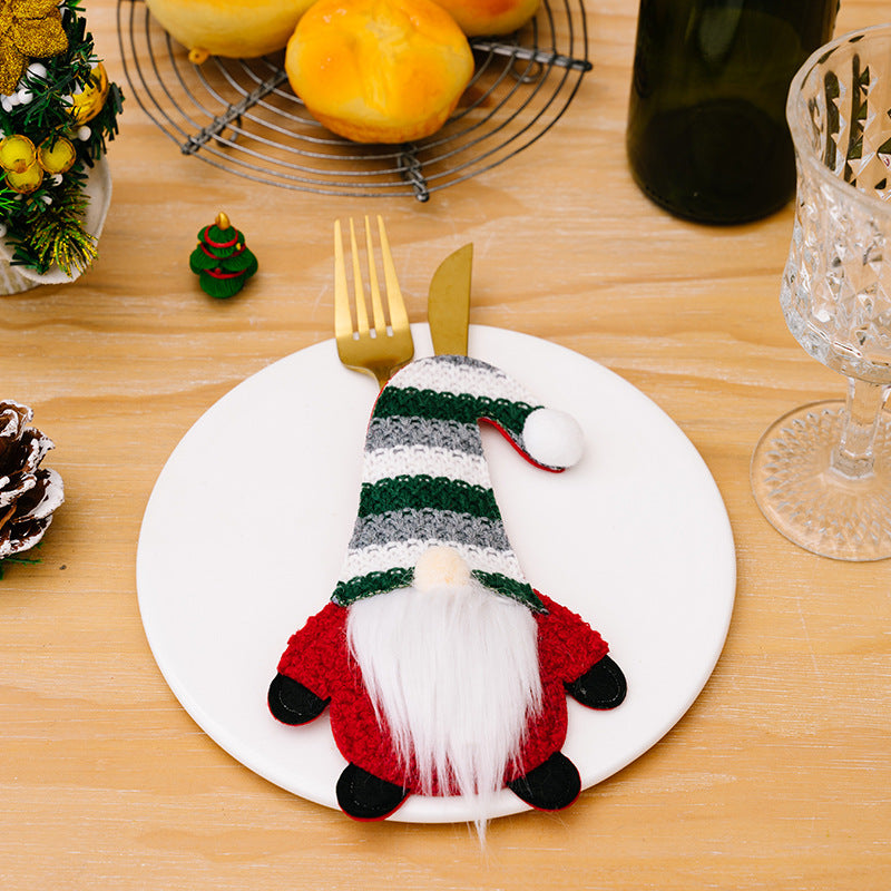 Wholesale Christmas Ornament Faceless Doll Fabric Cutlery Set