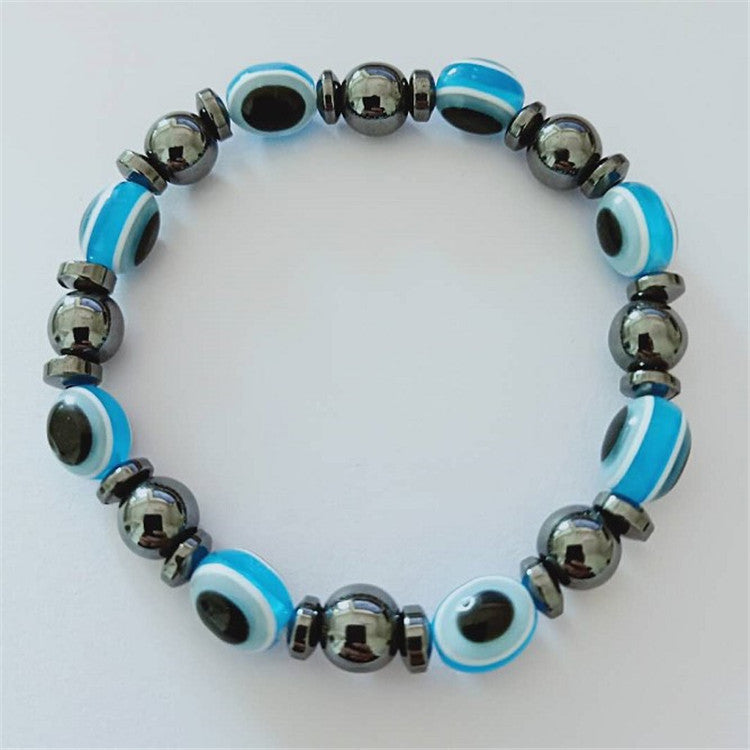 Wholesale Black Magnet Colored Flat Beads Stretch Men's Bracelet