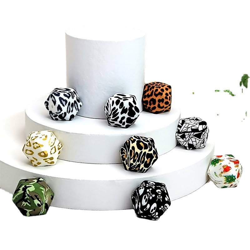 10 piezas al por mayor 10pcs colorido transferencia de agua de agua impresión de silicona redondas cuentas redondas