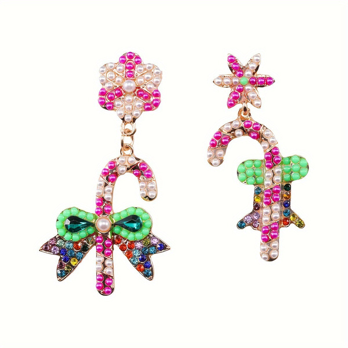 Wholesale Cute cartoon beaded  Christmas tree earrings
