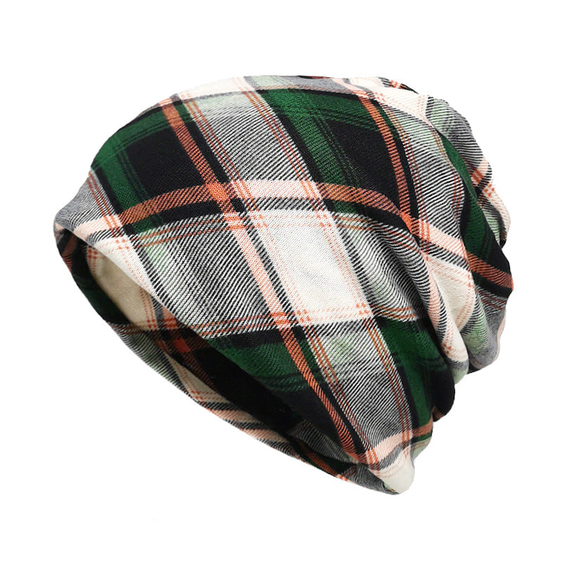 Wholesale Brimless Polyester Turban Neck Scarf Warm Plaid Pullover Knitted Hat