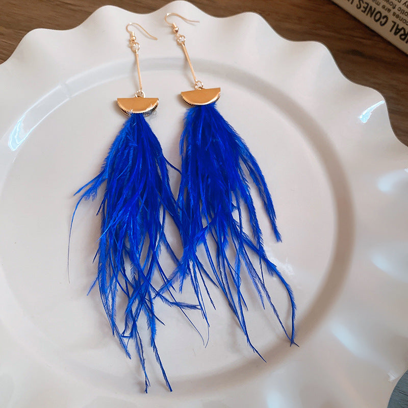 Wholesale Diamond studded bow feather tassel earrings