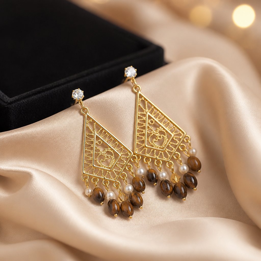 Wholesale Gold Tone Alloy Ethnic Tassel Earrings For Women Retro Hollow Long Drop Jewelry Accessory Boutique Resale