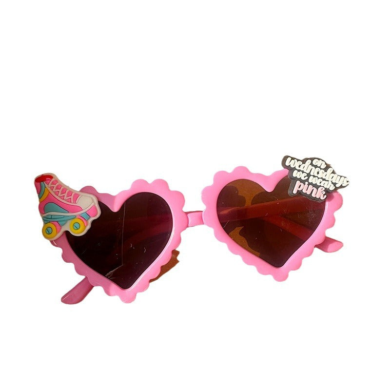 Wholesale love lace children's heart  sunshade glasses