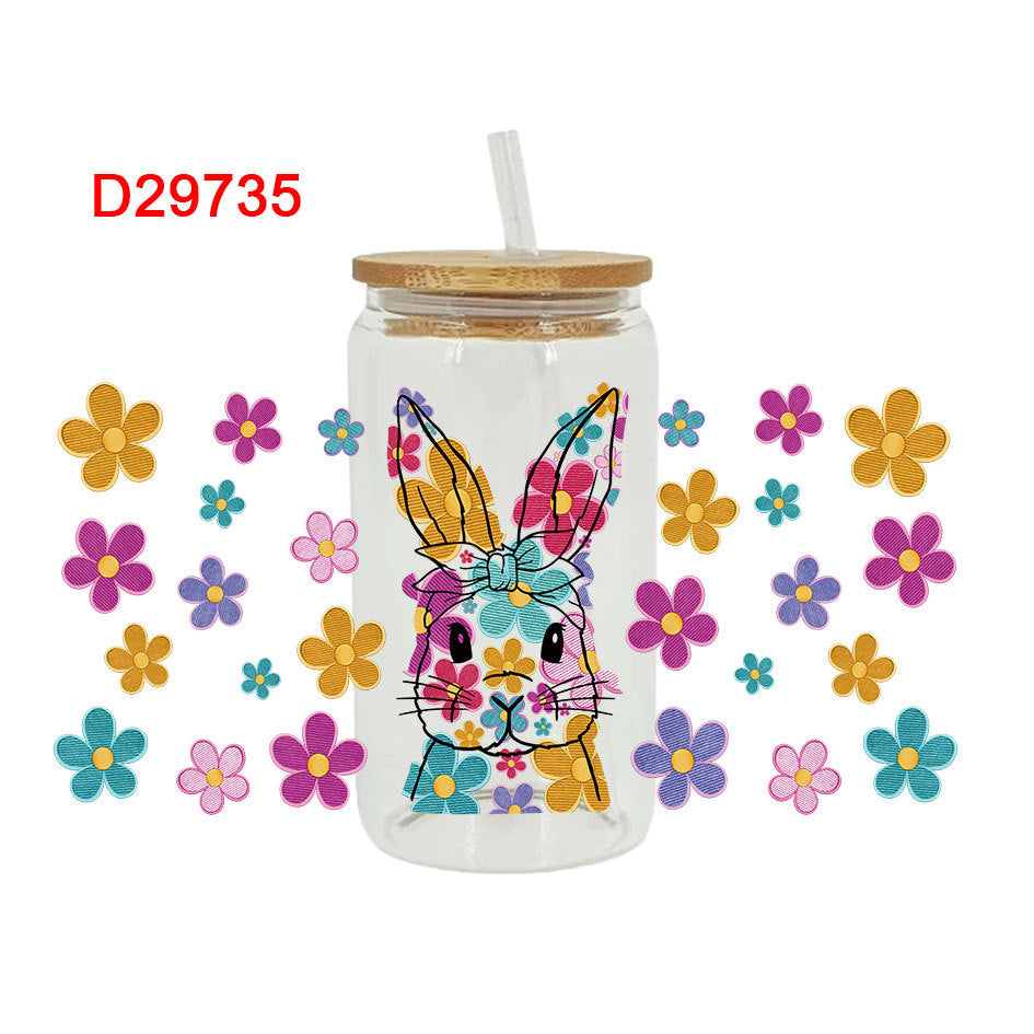 Wholesale Colorful Cartoon Bunny 16oz Cup UV DTF Wraps