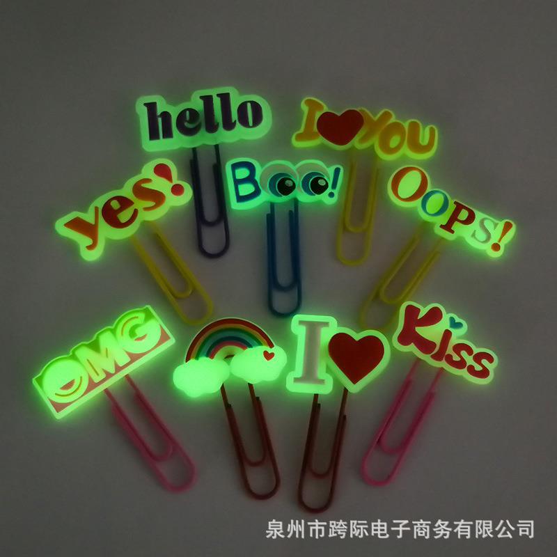 Wholesale 10pcs Animal series animation paper clip luminous paper clipBookmarks