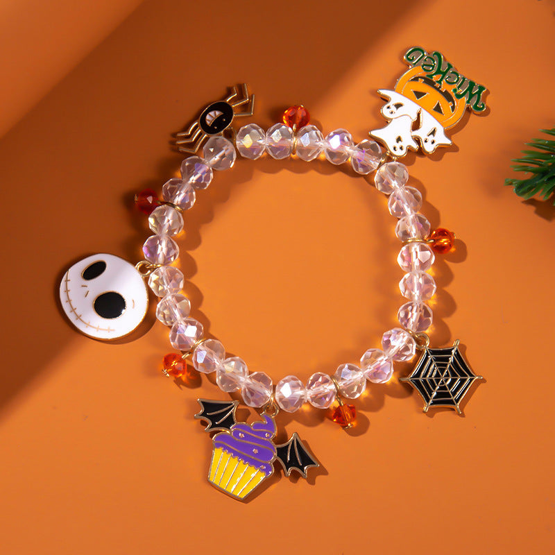 Wholesale Halloween Horror Atmosphere Funny Pumpkin Crystal Ghost Bracelet
