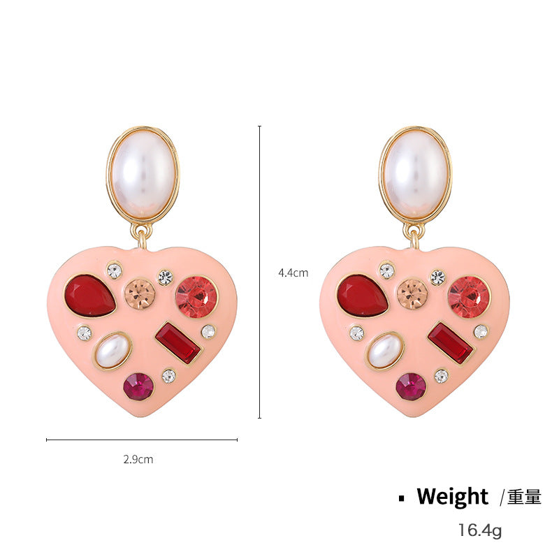 Wholesale 15PCS Valentine's Day Series Love Drops Oil Necklace and Earrings Set