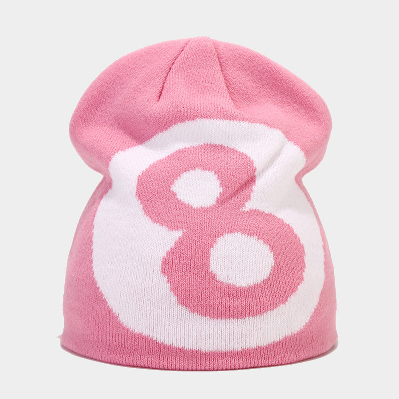 Wholesale Autumn Winter Black Size 8 Jacquard Wool Knit Hat