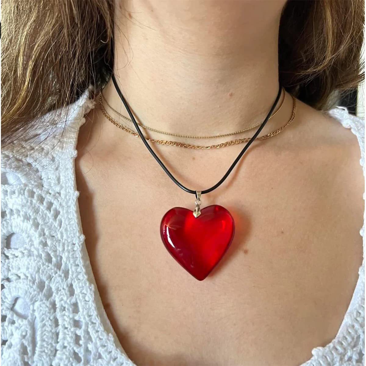 Wholesale Red Bright Love Valentine' s Day Necklace