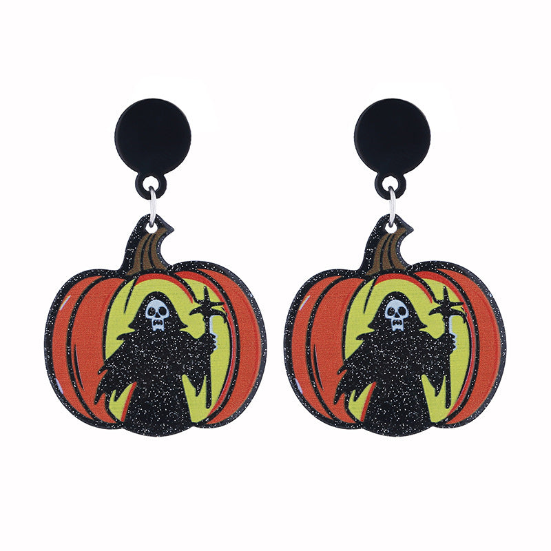 Wholesale  series acrylic earrings ghost pumpkin cartoon bat