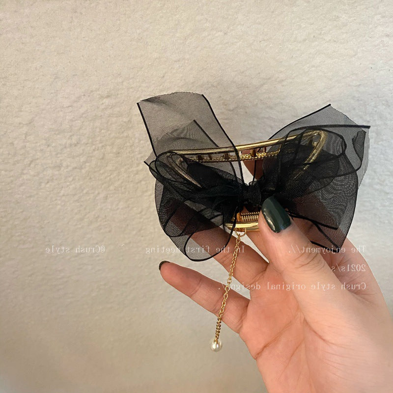 Wholesale Mesh Tassel Cloth Bow Hair Clip