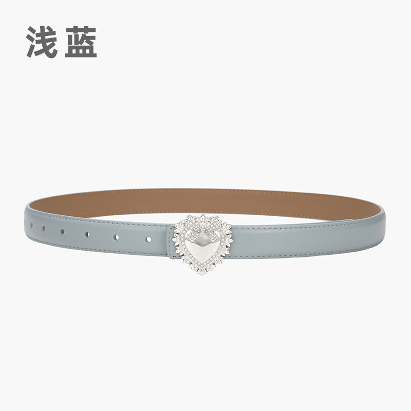 Wholesale Silver Love Buckle Genuine Leather Belt