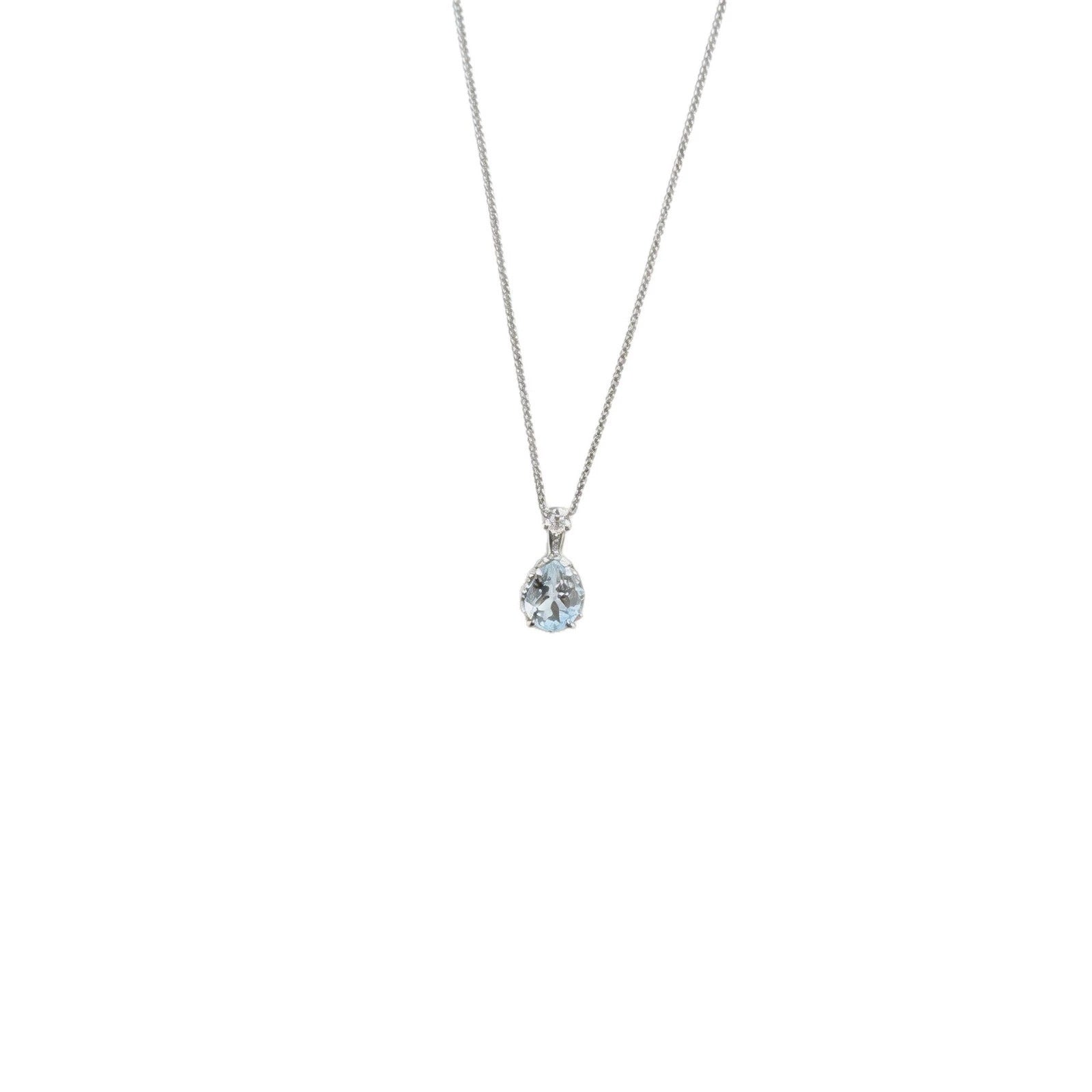 Wholesale Aquamarine Drop Pendant Halo Choker Electroplated Copper Necklace For Women Fashionable Gift