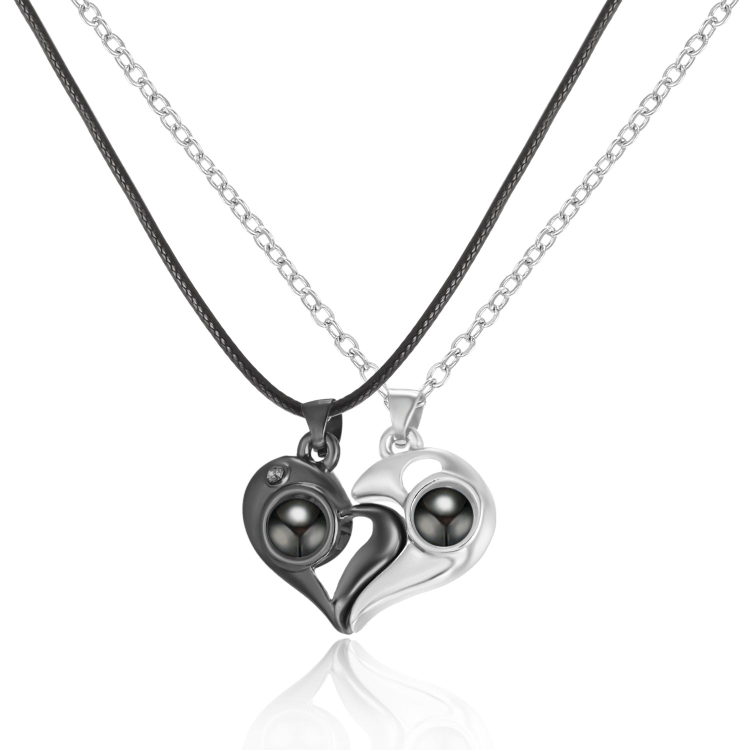 Wholesale Couple Magnetic Love Splicing Sun Moon Projection Necklace