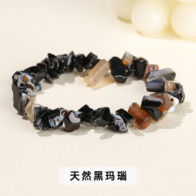 Wholesale natural crystal agate colorful gravel elastic bracelet