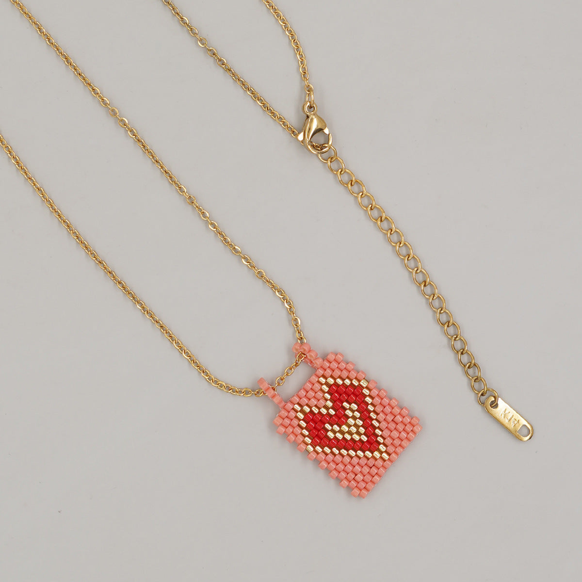 Wholesale Square Tag Rice Bead Necklace