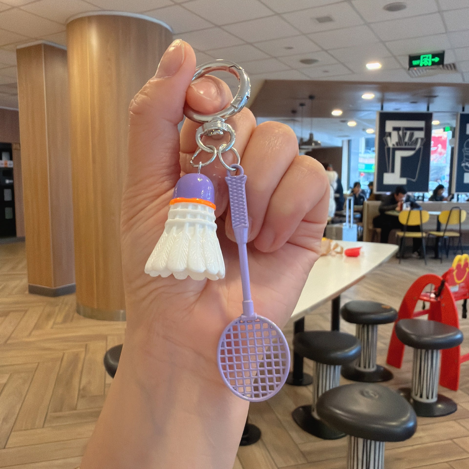 Wholesale Green Acrylic Badminton Racket Keychain Sports Fan Bag Charm Decorative Gift For Girls