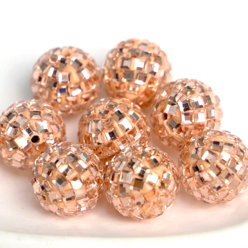 Wholesale 5pcs Electroplated Gold and Silver Patch Disco Clay Beads