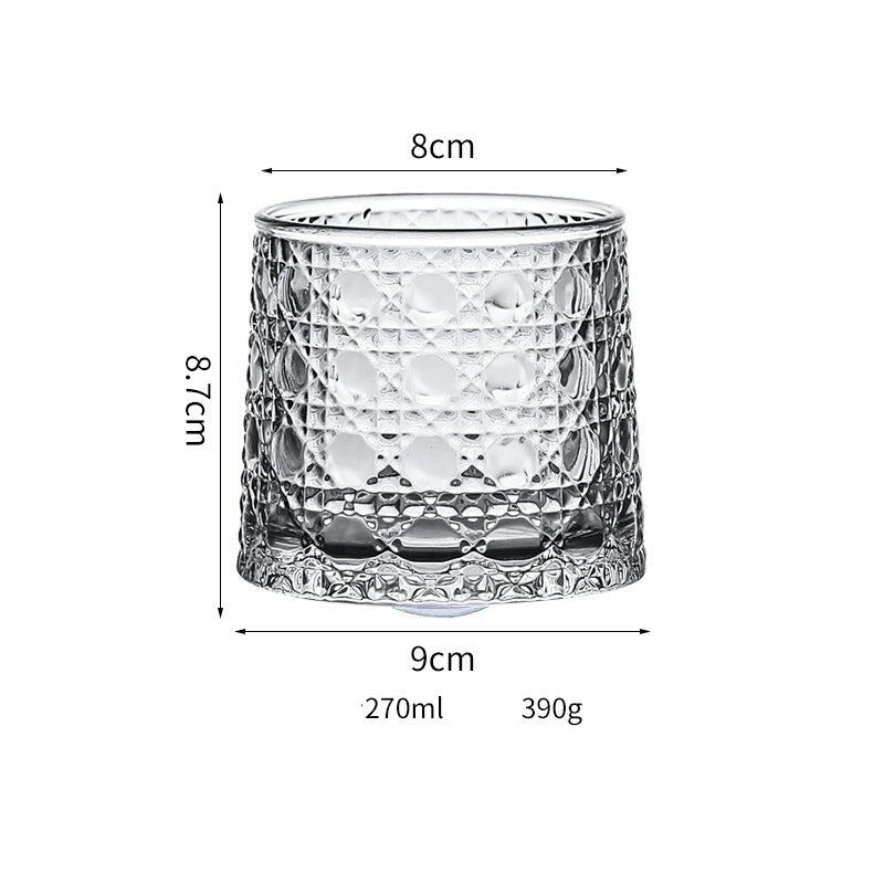 Wholesale Haisman thickened color glass creative rotating whiskey glass hand painted rotating cup with wooden tray decompression Cup