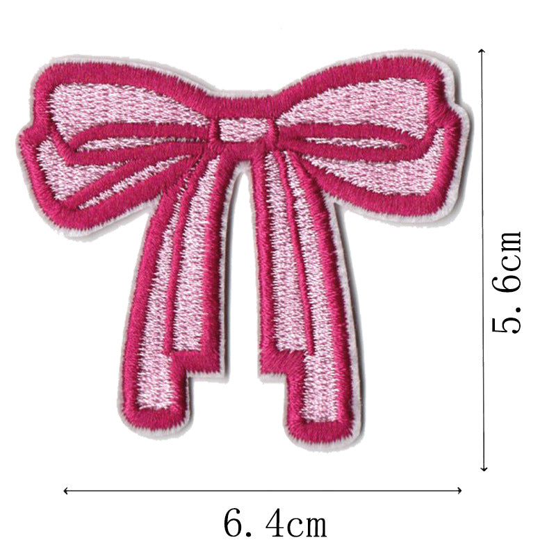 Wholesale Pink bow embroidery DIY Patches