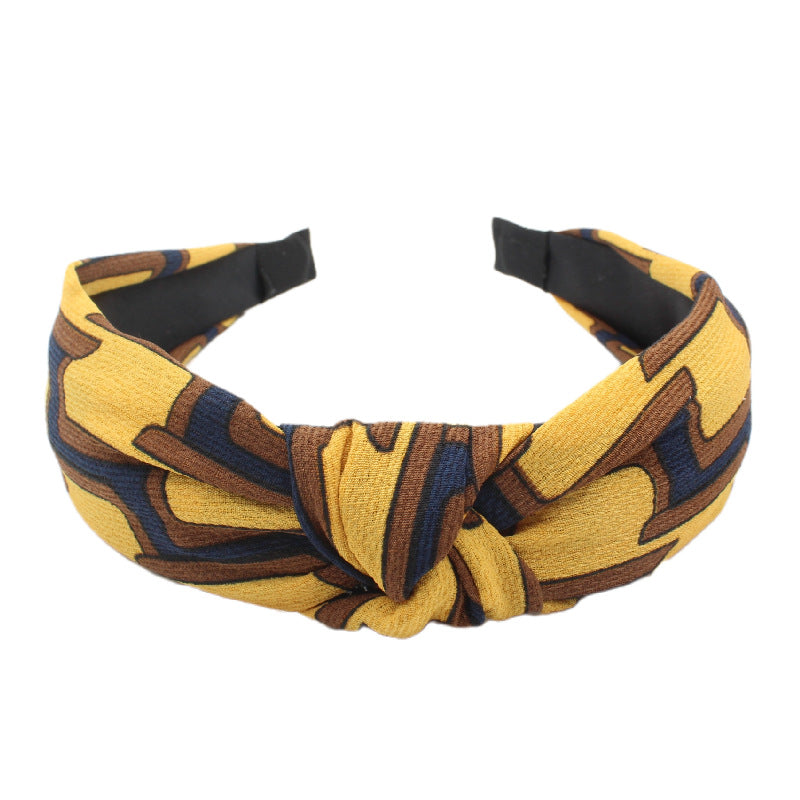 Wholesale Cross Pattern Knot Fabric Wide Edge Headband