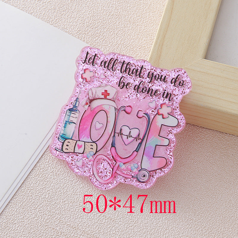 Wholesale 10pcs Cartoon Medical Staff Name Badges  Acrylic Flatback