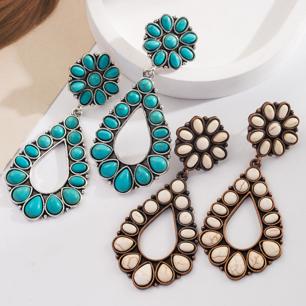 Wholesale Bohemian Turquoise Exaggerated Earrings