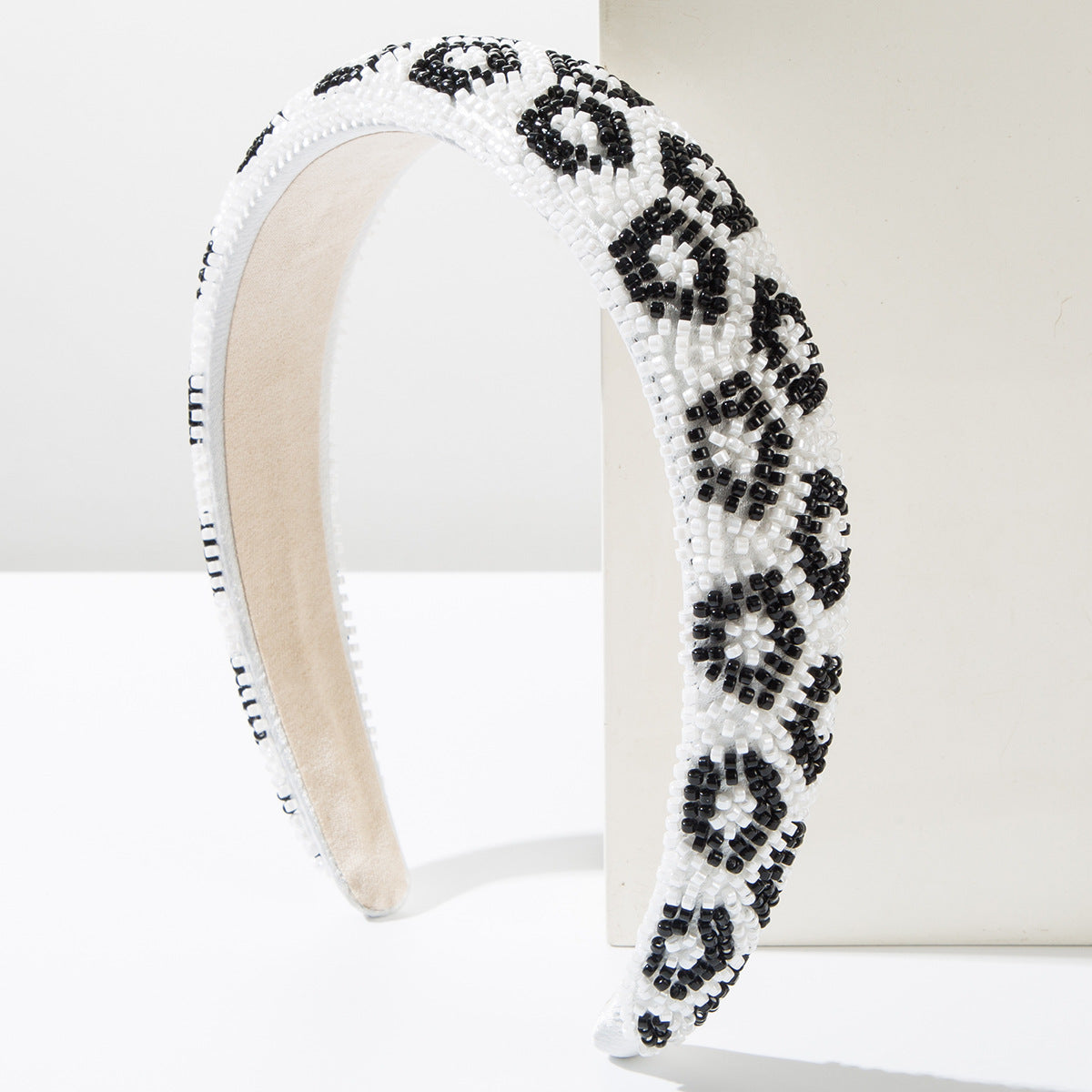 Wholesale Hand-sewn Rice Beads Heavy Shiny Personalized Leopard Pattern Headband